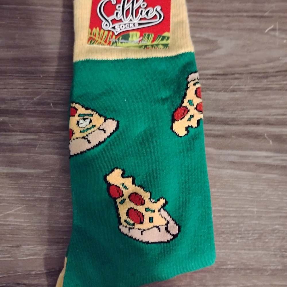Green and Yellow Pizza Socks